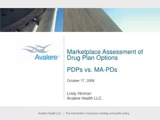 Marketplace Assessment of Drug Plan Options PDPs vs. MA-PDs October 17, 2006