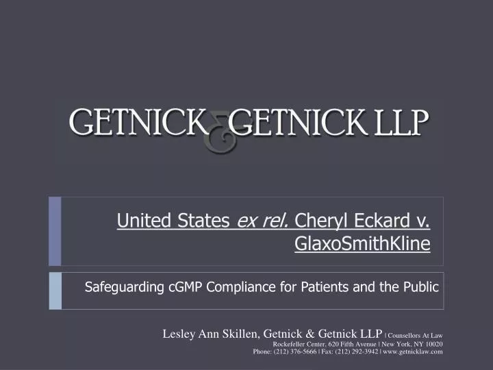 united states ex rel cheryl eckard v glaxosmithkline