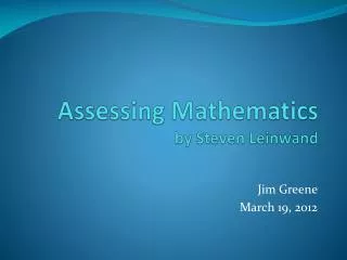 Assessing Mathematics by Steven Leinwand