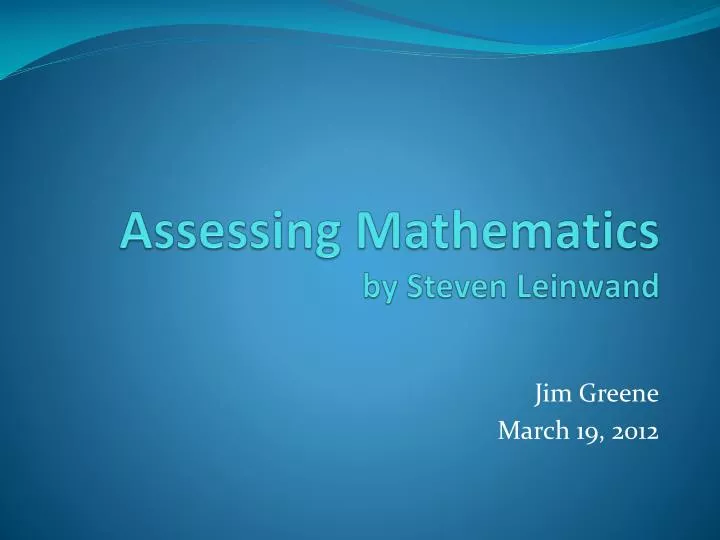 assessing mathematics by steven leinwand