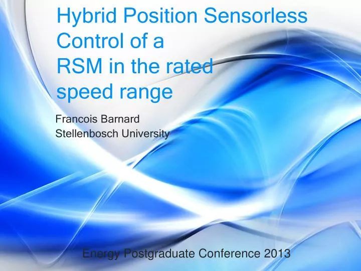 hybrid position sensorless control of a rsm in the rated speed range