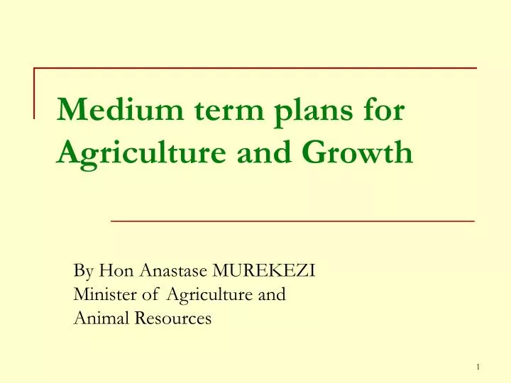 medium term plans for agriculture and growth
