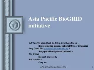 Asia Pacific BioGRID initiative