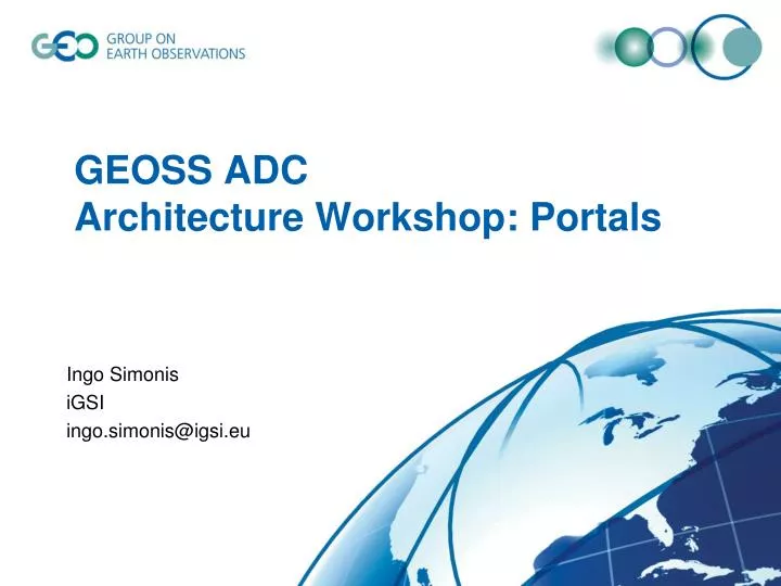 geoss adc architecture workshop portals
