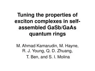 Tuning the properties of exciton complexes in self-assembled GaSb/GaAs quantum rings