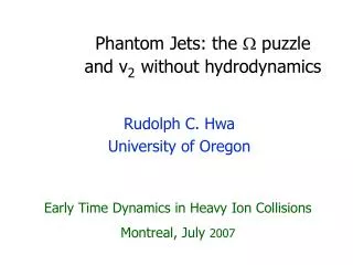 Phantom Jets: the ? puzzle 	and v 2 without hydrodynamics