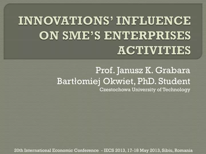 innovations influence on sme s enterprises activities
