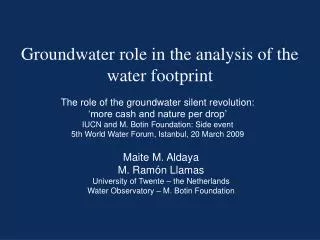Groundwater role in the analysis of the water footprint