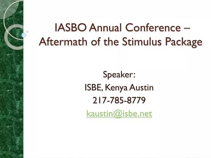 iasbo annual conference aftermath of the stimulus package