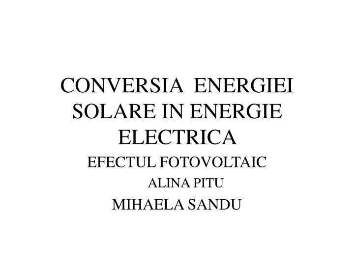 conversia energiei solare in energie electrica