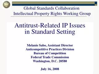 Global Standards Collaboration Intellectual Property Rights Working Group