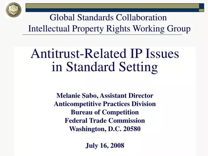 global standards collaboration intellectual property rights working group