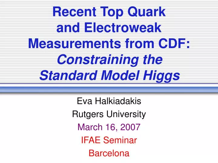 recent top quark and electroweak measurements from cdf constraining the standard model higgs
