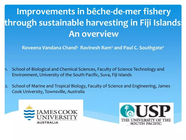 improvements in b che de mer fishery through sustainable harvesting in fiji islands an overview