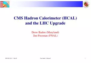 CMS Hadron Calorimeter (HCAL) and the LHC Upgrade Drew Baden (Maryland) Jim Freeman (FNAL)