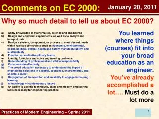Comments on EC 2000: