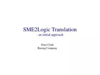 SME2Logic Translation - an initial approach
