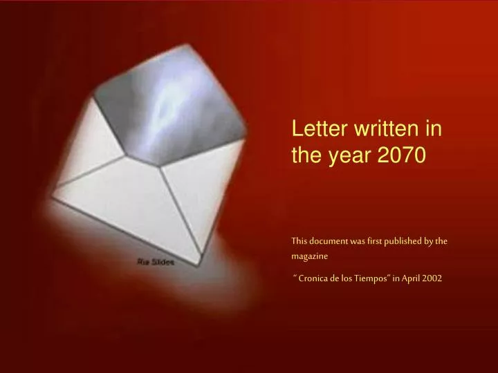 letter written in the year 2070