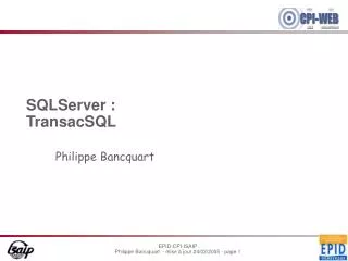 SQLServer : TransacSQL