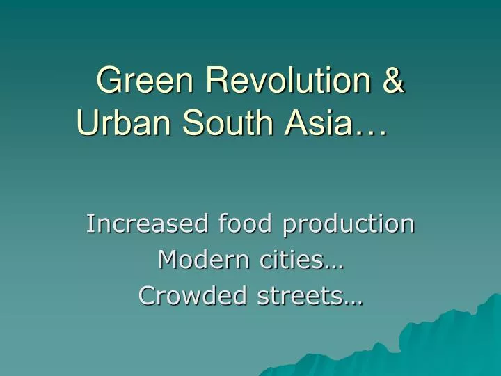 green revolution urban south asia