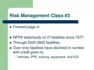 Risk Management Class #3
