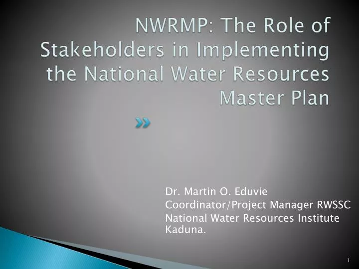 nwrmp the role of stakeholders in implementing the national water resources master plan