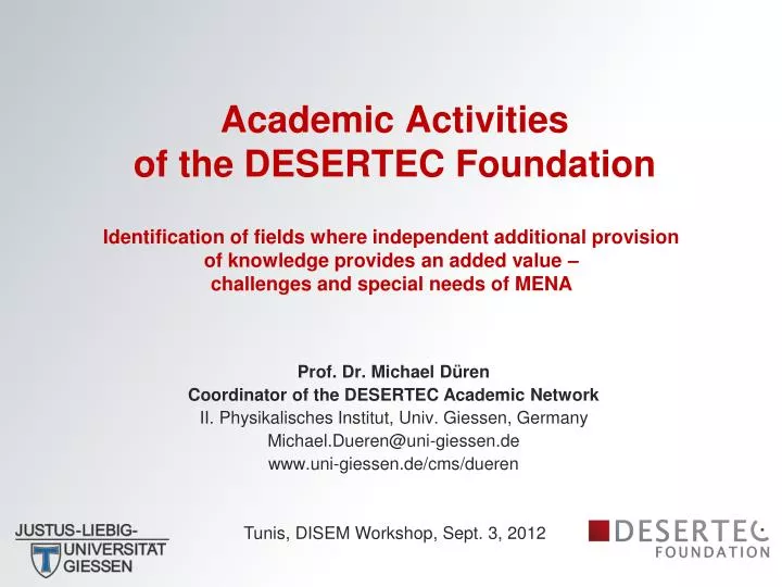 academic activities of the desertec foundation