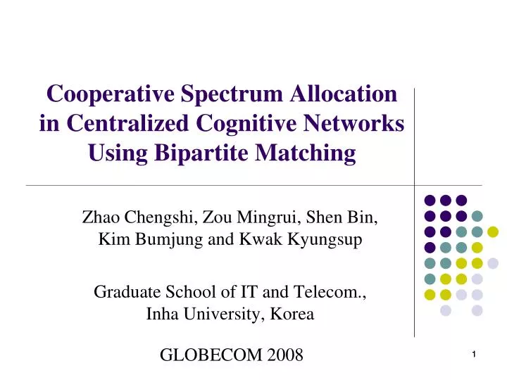 cooperative spectrum allocation in centralized cognitive networks using bipartite matching