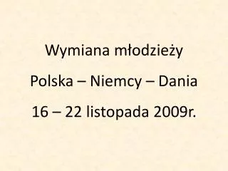 Wymiana młodzieży Polska – Niemcy – Dania 16 – 22 listopada 2009r.
