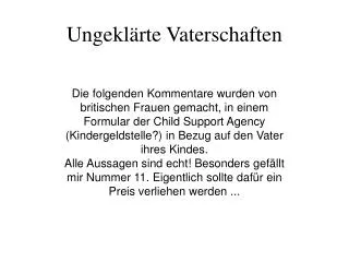 Ungeklärte Vaterschaften