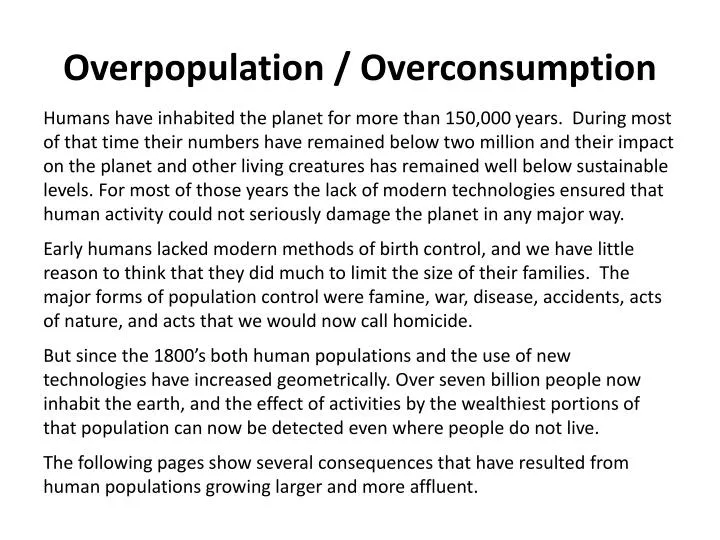 overpopulation overconsumption