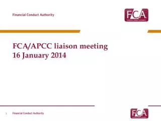FCA/APCC liaison meeting 16 January 2014
