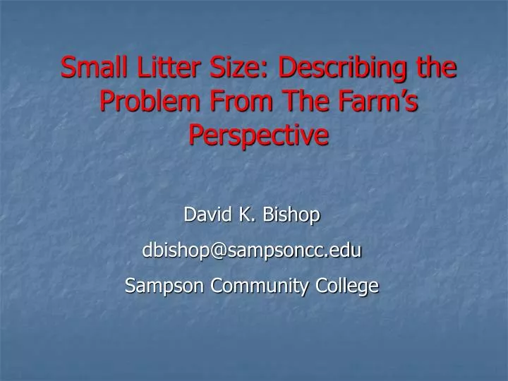 small litter size describing the problem from the farm s perspective