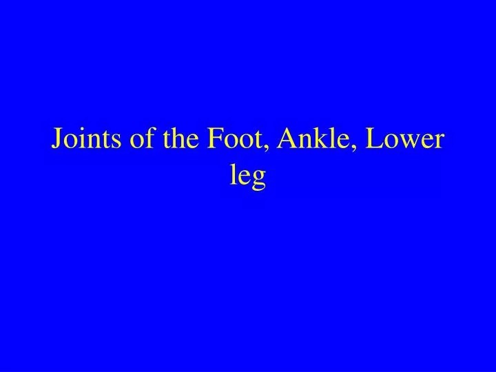 joints of the foot ankle lower leg