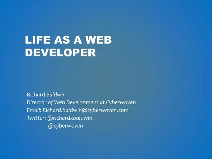 life as a web developer