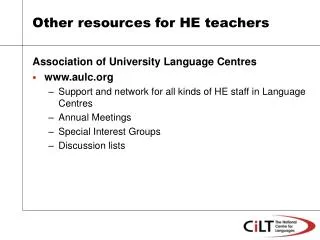 Other resources for HE teachers