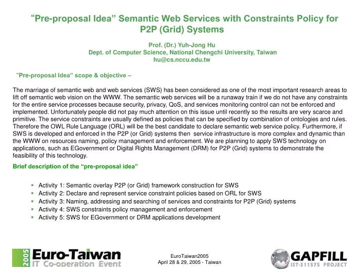 pre proposal idea semantic web services with constraints policy for p2p grid systems