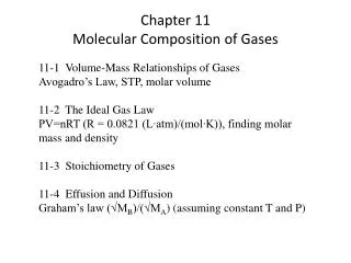 Chapter 11 Molecular Composition of Gases