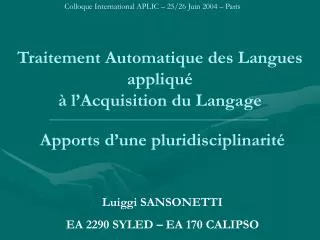 Traitement Automatique des Langues appliqué à l’Acquisition du Langage