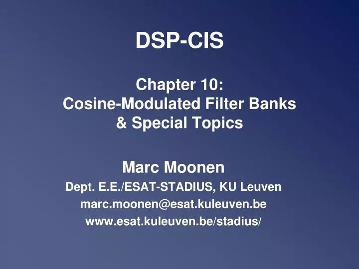 dsp cis chapter 10 cosine modulated filter banks special topics