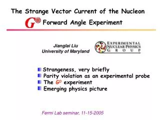 The Strange Vector Current of the Nucleon 	 	Forward Angle Experiment