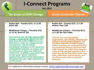 I-Connect Programs FALL 2011