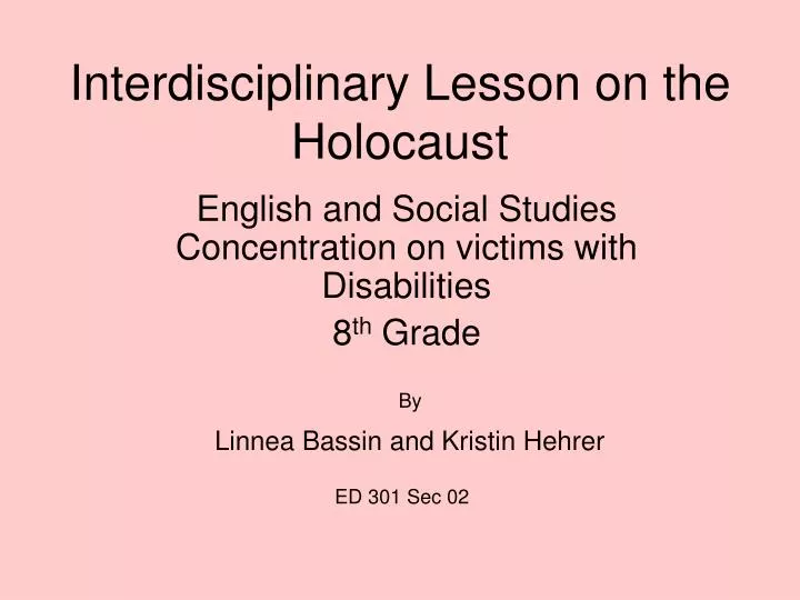 interdisciplinary lesson on the holocaust