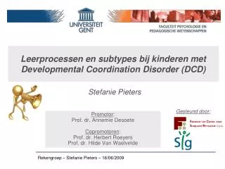 leerprocessen en subtypes bij kinderen met developmental coordination disorder dcd