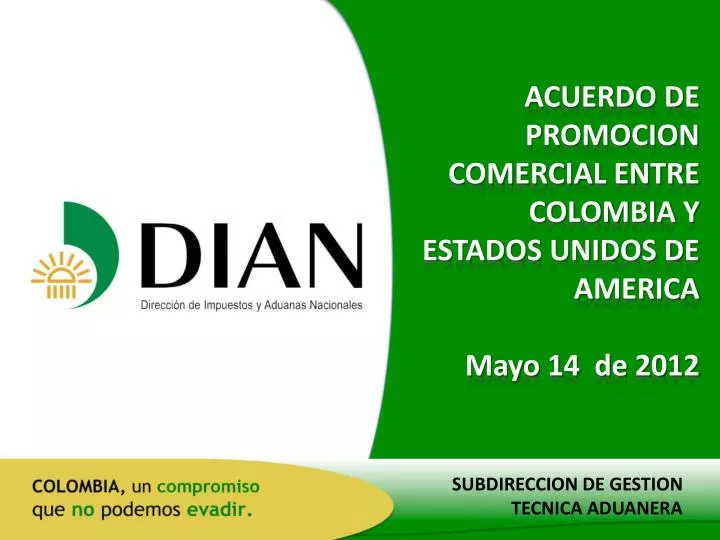 acuerdo de promocion comercial entre colombia y estados unidos de america mayo 14 de 2012
