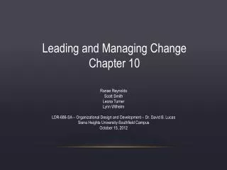 Leading and Managing Change Chapter 10
