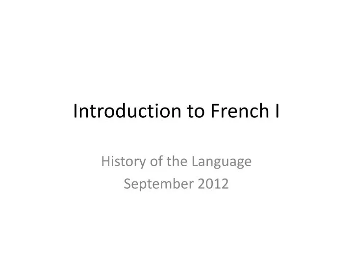 introduction to french i