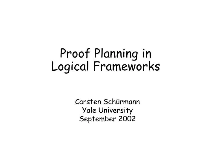 proof planning in logical frameworks