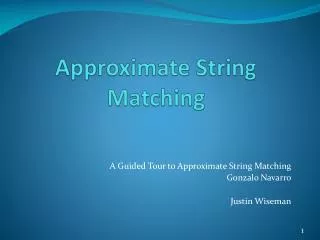 Approximate String Matching