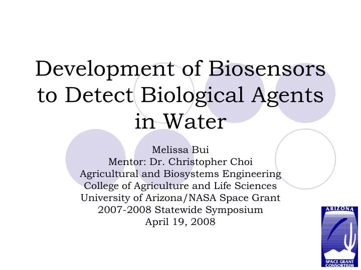 development of biosensors to detect biological agents in water